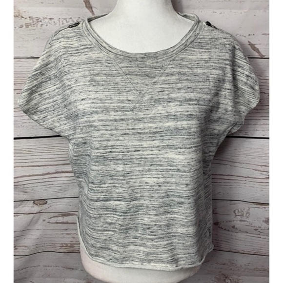 Marc New York Zip Shoulder Crop Tee Sweatshirt - Picture 1 of 6